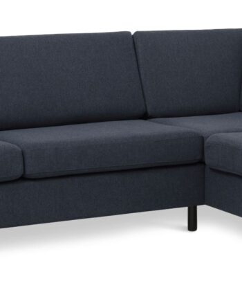 Pan Set Right Sofa Med Chaiselong Blå Polyester Stof Sort Træ på Afbetaling