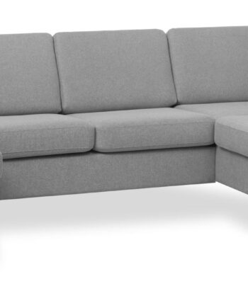 Pan Set Right Sofa Med Chaiselong Grå Polyester Stof Børstet Aluminium på Afbetaling