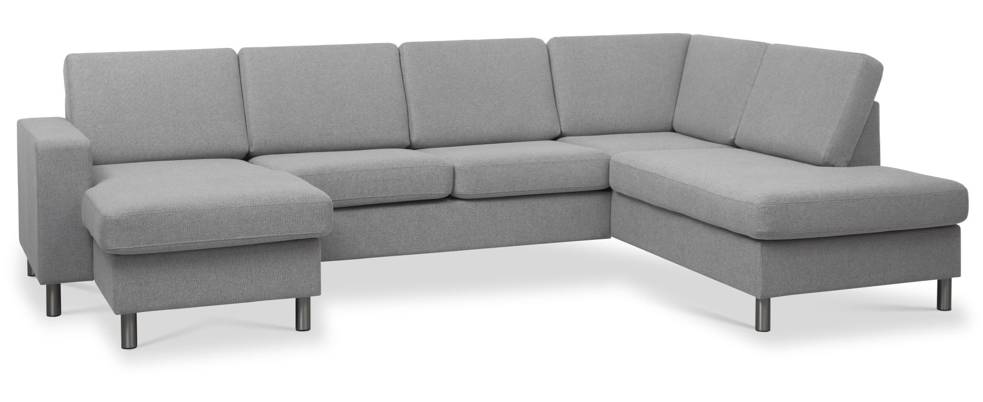 Pan Set Right Sofa Med Chaiselong Grå Polyester Stof Børstet Aluminium på Afbetaling
