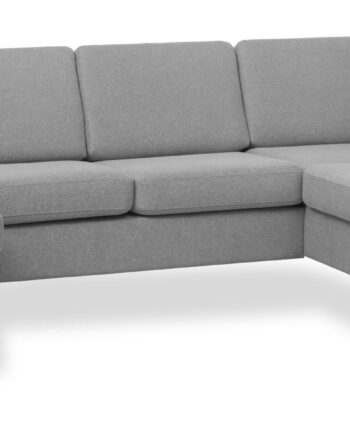 Pan Set Right Sofa Med Chaiselong Grå Polyester Stof Sort Træ på Afbetaling