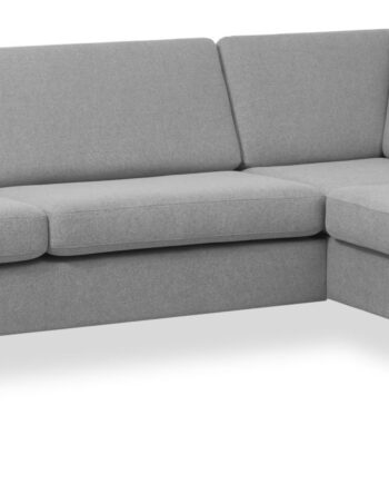 Pan Set Right Sofa Med Chaiselong Gråt Polyester Stof Natur Træ på Afbetaling