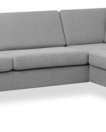 Pan Set Right Sofa Med Chaiselong Gråt Polyester Stof Sort Træ på Afbetaling