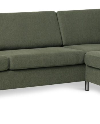 Pan Set Right Sofa Med Chaiselong Vinter Mosgrøn Polyester Stof Børstet Aluminium på Afbetaling