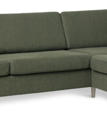 Pan Set Right Sofa Med Chaiselong Vinter Mosgrøn Polyester Stof Natur Træ på Afbetaling