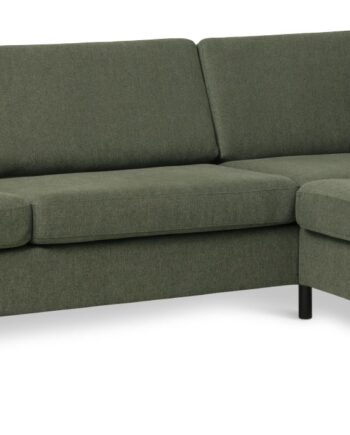 Pan Set Right Sofa Med Chaiselong Vinter Mosgrøn Polyester Stof Sort Træ på Afbetaling
