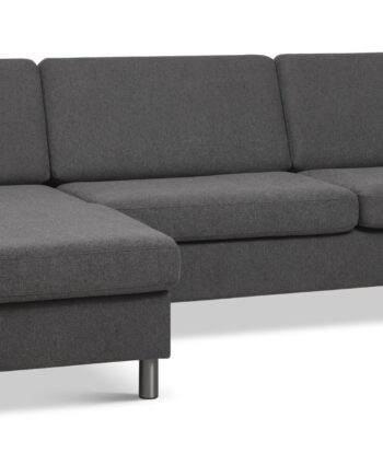 Pan Set Sofa Chaiselong Antracitgrå Polyester Stof Børstet Aluminium på Afbetaling