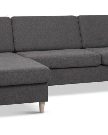 Pan Set Sofa Chaiselong Antracitgrå Polyester Stof Natur Træ på Afbetaling