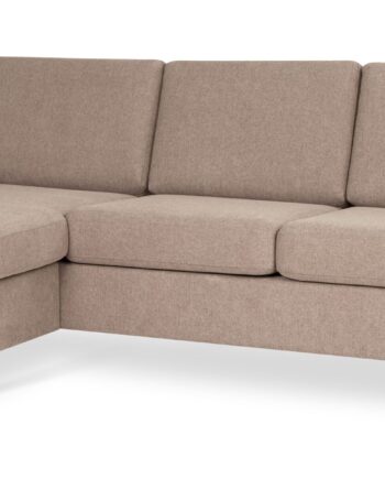 Pan Set Sofa Med Chaiselong Antelope Beige Polyester Stof Natur Træ på Afbetaling