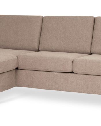 Pan Set Sofa Med Chaiselong Antelope Beige Polyester Stof Sort Træ på Afbetaling
