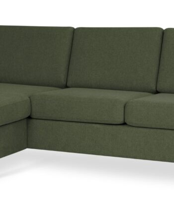 Pan Set Sofa Med Chaiselong Vinter Mosgrøn Polyester Stof Børstet Aluminium på Afbetaling