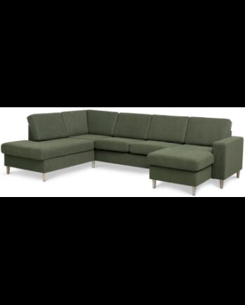 Panset Sofa Polyester B295 D197 Natur Mosgrøn på Afbetaling