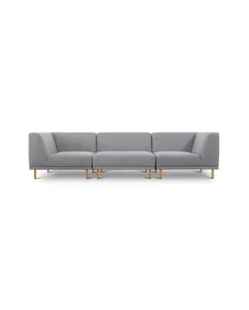 Paris Pers Sofa Tre Moduler Lysegrå Polyester Stof Natur Egetræ på Afbetaling