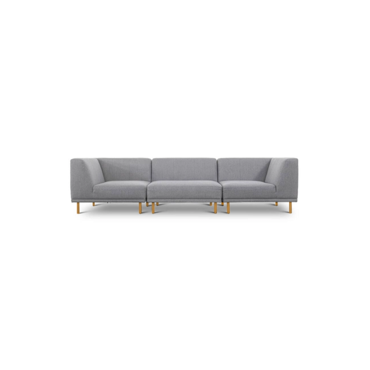 Paris Pers Sofa Tre Moduler Lysegrå Polyester Stof Natur Egetræ på Afbetaling