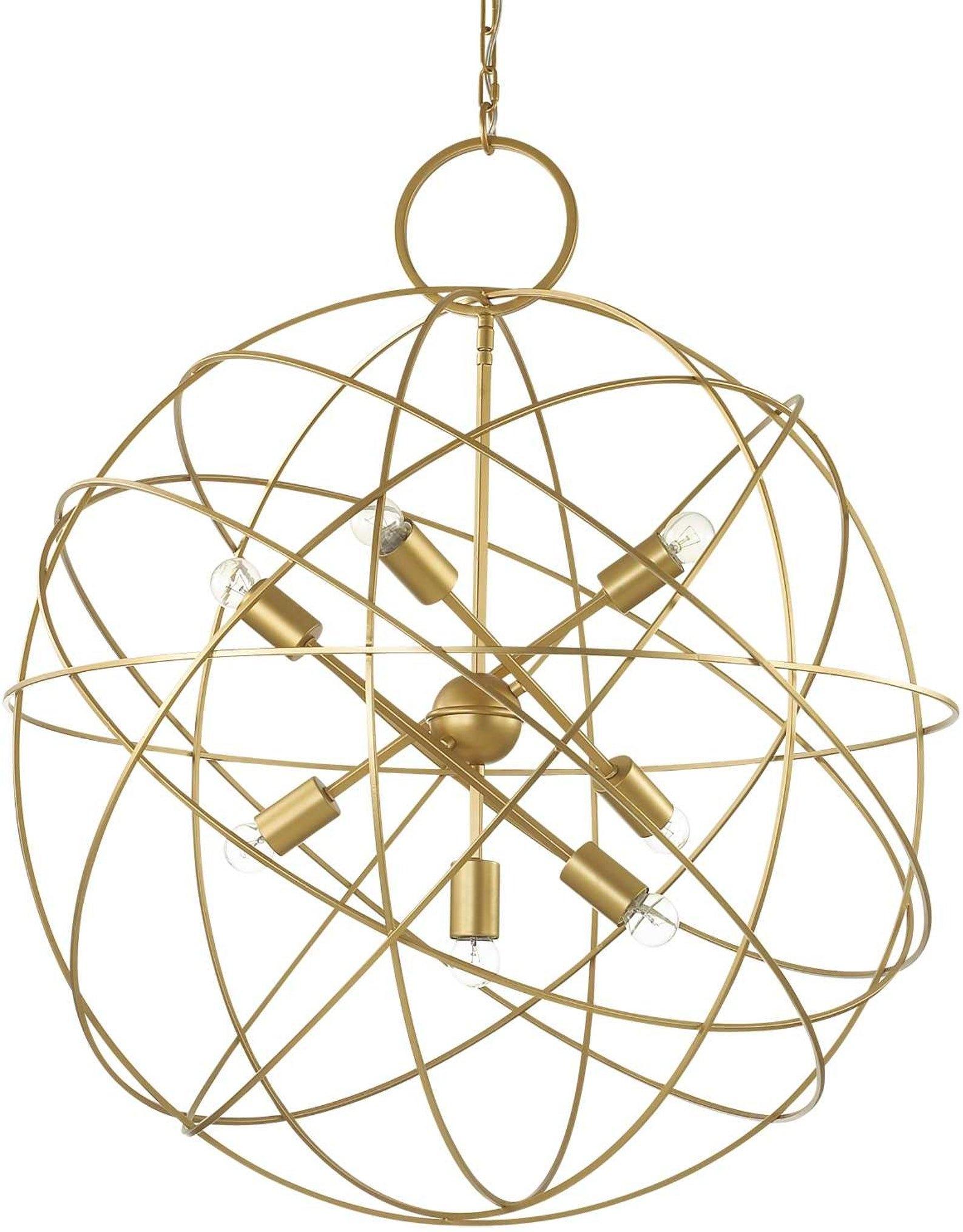 Pendel Lampe Hængelampe Ideal Lux Konse Metal Guld Satin ø80 H126 198 på Afbetaling
