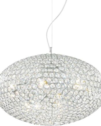 Pendel Lampe Hængelampe Ideal Lux Orion Krom ø50 Justerbar Højde Metal Glas Krystal på Afbetaling
