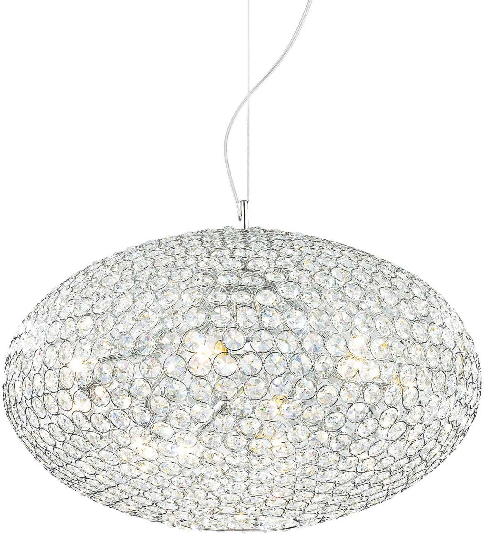 Pendel Lampe Hængelampe Ideal Lux Orion Krom ø50 Justerbar Højde Metal Glas Krystal på Afbetaling