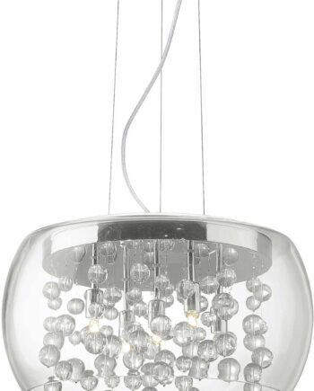 Pendel Lampe Ideal Lux Audi Krom Klar Røget Glas ø400 Justerbar Højde 260 2350 på Afbetaling