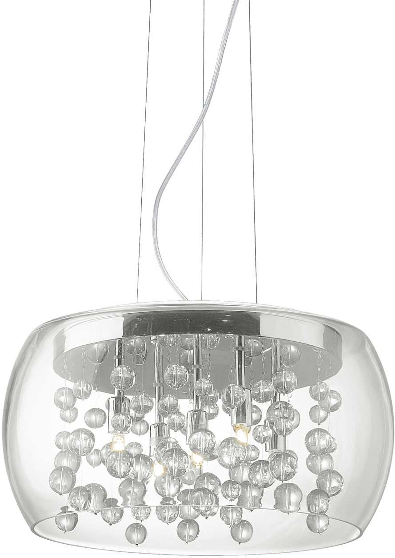 Pendel Lampe Ideal Lux Audi Krom Klar Røget Glas ø400 Justerbar Højde 260 2350 på Afbetaling