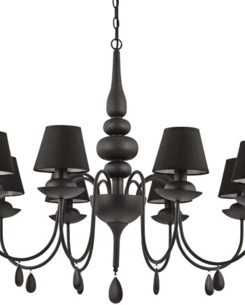 Pendel Lampe Ideal Lux Blanche Sort Metal Glas Stof ø92 Justerbar 180 8xe14 på Afbetaling