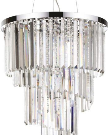 Pendel Lampe Ideal Lux Carlton ø50 Justerbar 284 Krom Krystal 12xe14 på Afbetaling