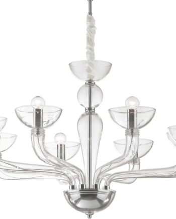 Pendel Lampe Ideal Lux Casanova Håndlavet Blæst Glas Med Kromdetaljer ø88 Justerbar Højde Indendørs Belysning på Afbetaling