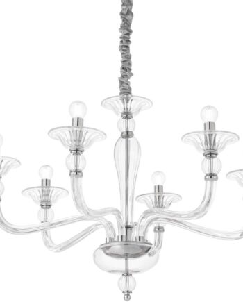Pendel Lampe Ideal Lux Danieli Armet Glaspendel ø85 Højdejusterbar 170 Gennemsigtig Krom på Afbetaling