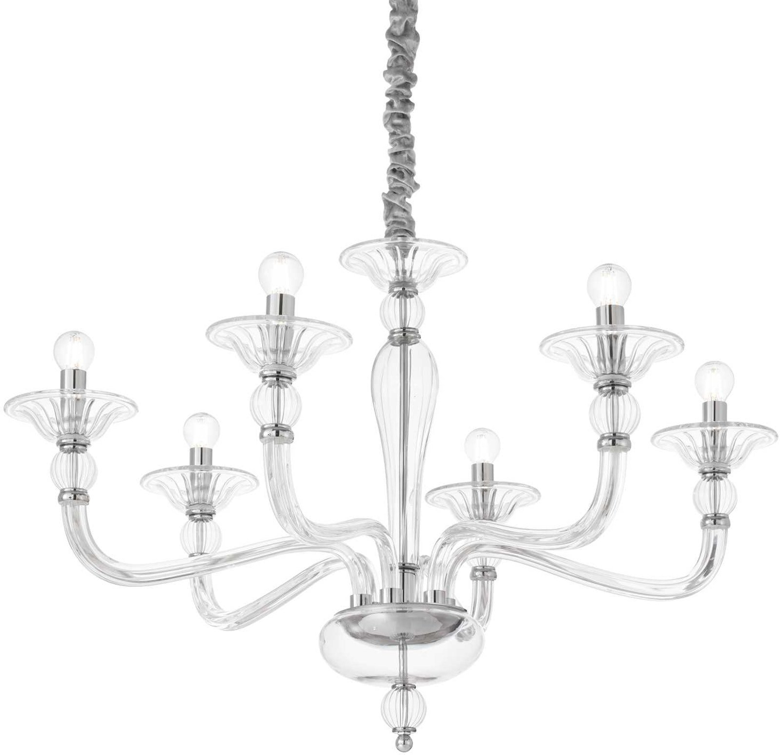 Pendel Lampe Ideal Lux Danieli Armet Glaspendel ø85 Højdejusterbar 170 Gennemsigtig Krom på Afbetaling