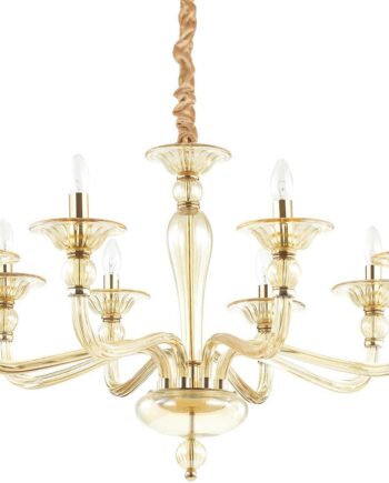 Pendel Lampe Ideal Lux Danieli Ravfarvet Glas Kromramme ø85 H70 170 Med Fløjlskædebetræk på Afbetaling