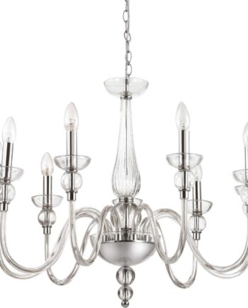 Pendel Lampe Ideal Lux Doge 9xe14 ø75 Justerbar Højde 155 Glas Krom på Afbetaling