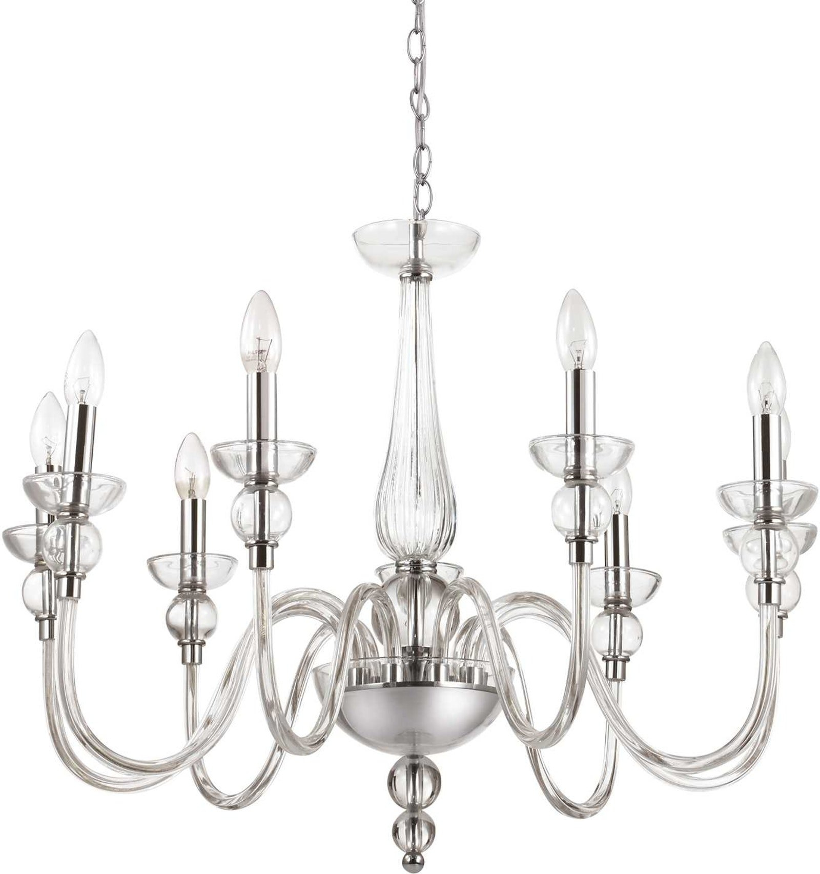 Pendel Lampe Ideal Lux Doge 9xe14 ø75 Justerbar Højde 155 Glas Krom på Afbetaling
