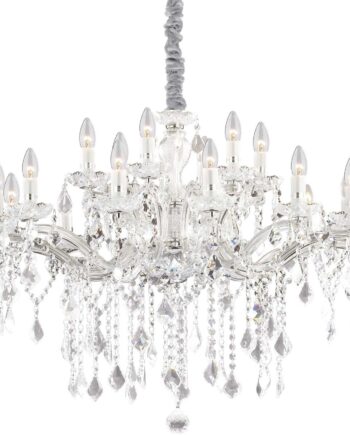 Pendel Lampe Ideal Lux Florian ø86 H95 123 Krystalglas Krom Loftlampe E14 Indendørs på Afbetaling