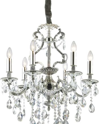 Pendel Lampe Ideal Lux Gioconda ø62 H93 118 Med Krystalvedhæng Antik Sølv på Afbetaling