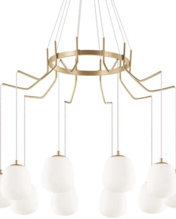 Pendel Lampe Ideal Lux Karousel Satin Messing ø82 Justerbar Højde 112 133 Med Pærer på Afbetaling