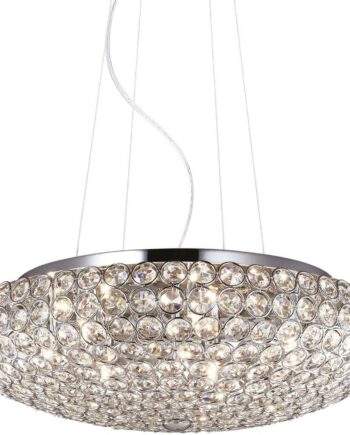 Pendel Lampe Ideal Lux King ø46 Krom Med Ottekantede Krystaller Justerbar Højde 120 på Afbetaling