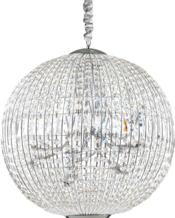 Pendel Lampe Ideal Lux Luxor Justerbar Højde Krom Glas Med Skårne Krystaldråber på Afbetaling