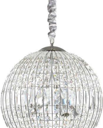 Pendel Lampe Ideal Lux Luxor ø40 Justerbar Højde Krom Med Krystaldråber Pærer på Afbetaling