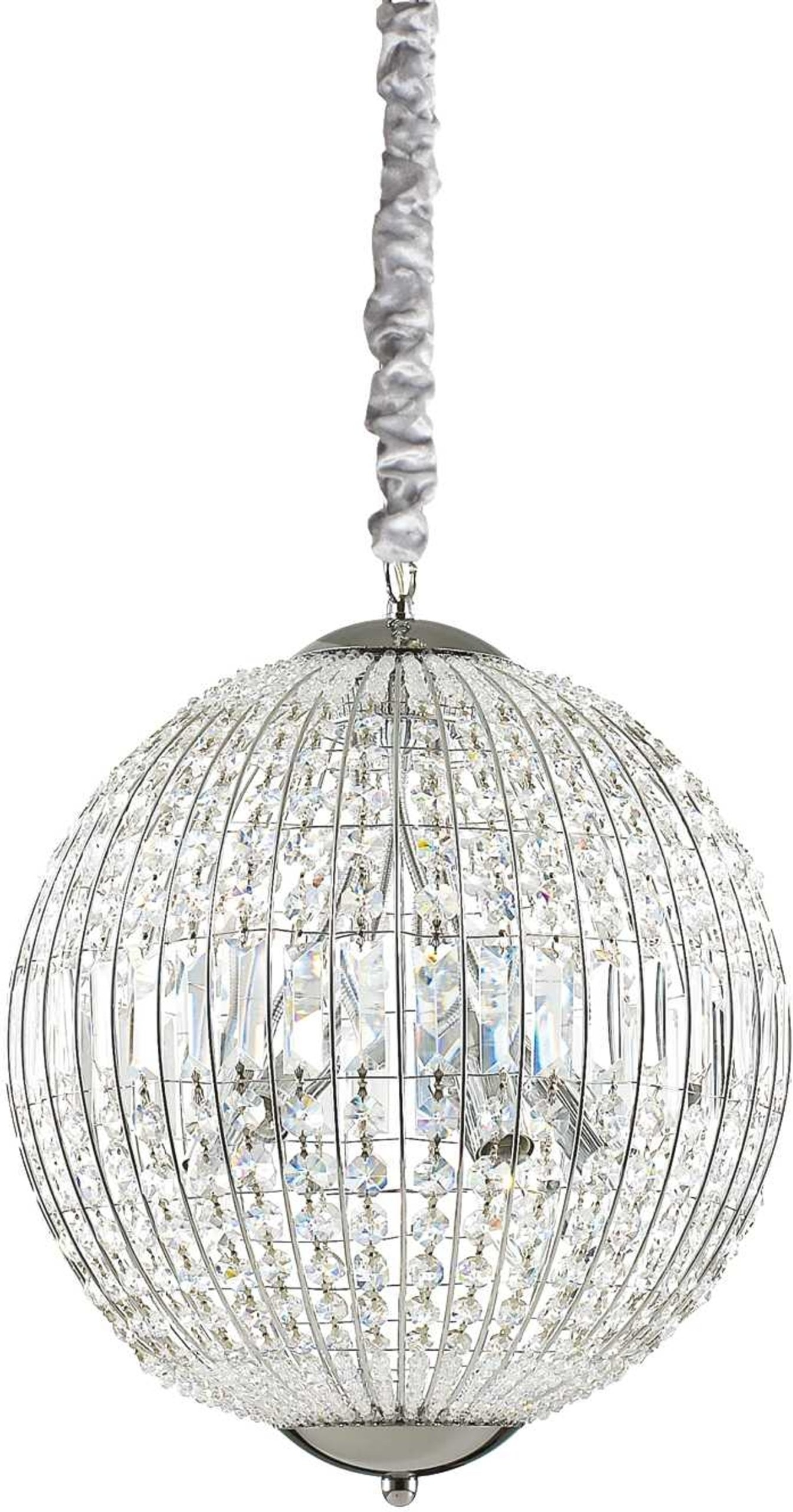 Pendel Lampe Ideal Lux Luxor ø40 Justerbar Højde Krom Med Krystaldråber Pærer på Afbetaling