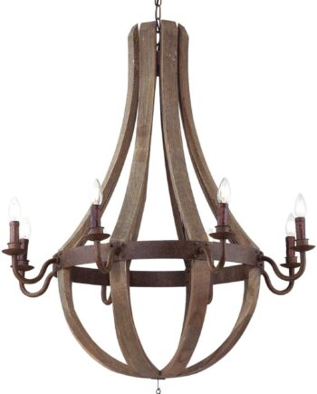 Pendel Lampe Ideal Lux Millennium ø92 Natur Rust Metal Træ på Afbetaling