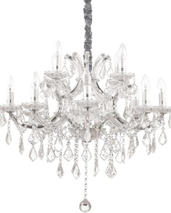 Pendel Lampe Ideal Lux Napoleon Armet ø74 Krystalpendel Glas Loftlampe Krom på Afbetaling
