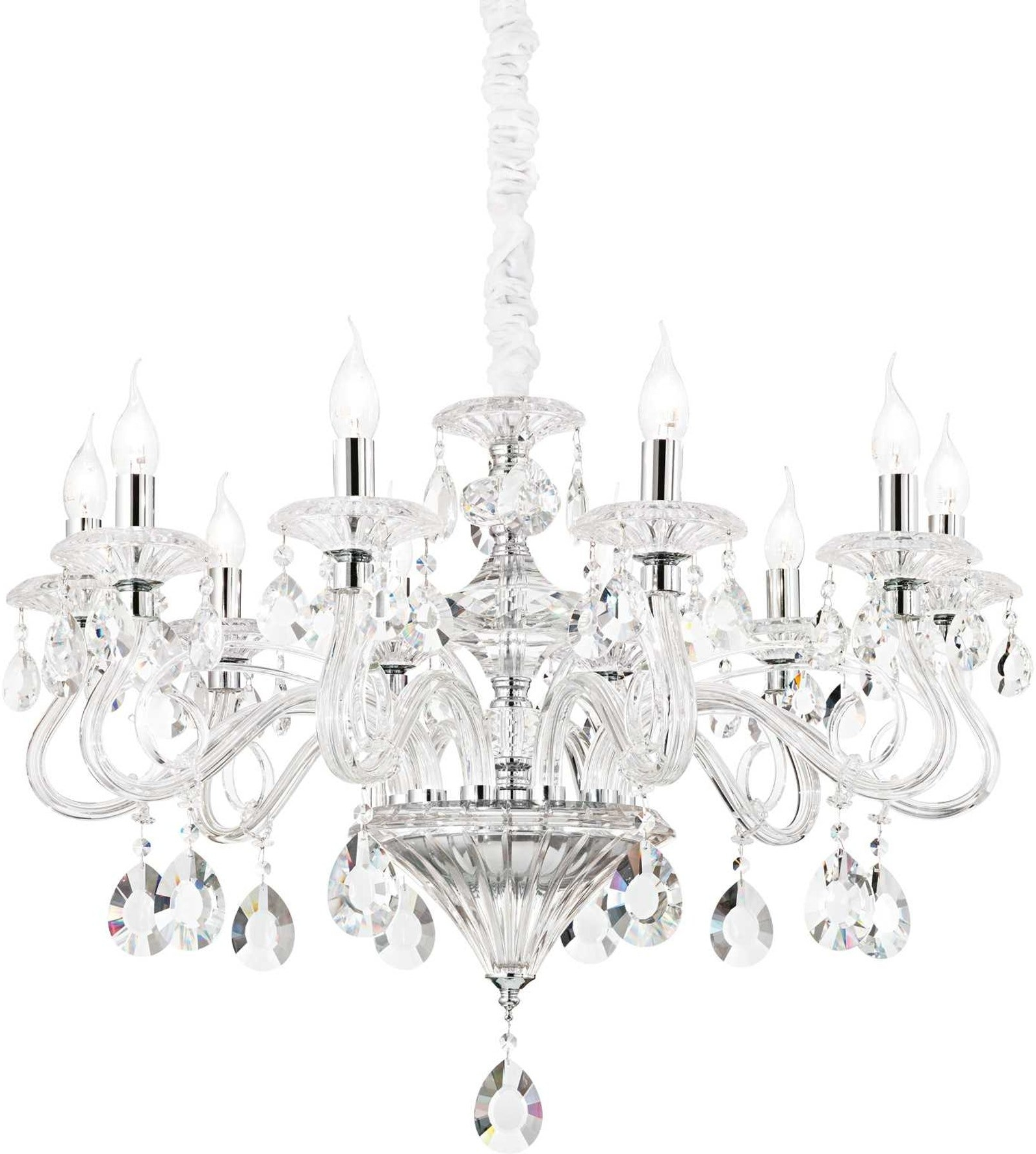 Pendel Lampe Ideal Lux Negresco Krystal ø85 Glas Krom på Afbetaling