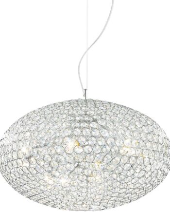 Pendel Lampe Ideal Lux Orion ø400 H280 2370 Krom Loftslampe Med Krystaller Justerbar Højde på Afbetaling