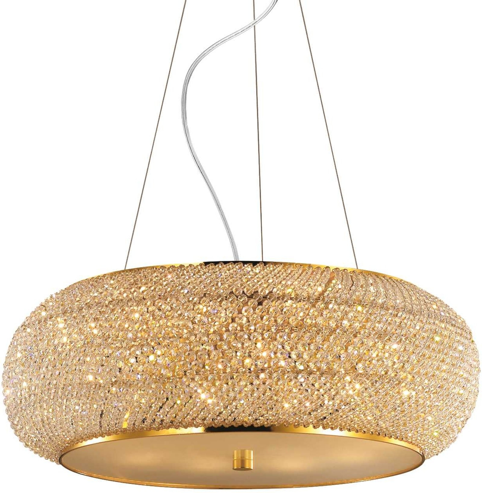 Pendel Lampe Ideal Lux Pasha Guldbelagt ø55 Med Glas Krom på Afbetaling