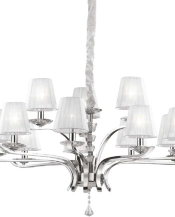 Pendel Lampe Ideal Lux Pegaso ø102 Justerbar 160 Krom Hvid på Afbetaling