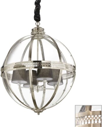 Pendel Lampe Ideal Lux World ø61 Antik Messing Med Klart Glas Diffuser Justerbar Højde 110 155 på Afbetaling