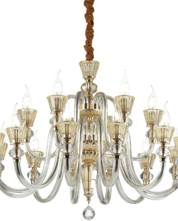 Pendel Lampe Strauss Ideal Lux Glas   Guld Rav ø85 Justerbar Højde på Afbetaling