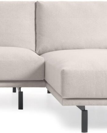 Personers Chaiselong Sofa Kave Home Galene Polstret Beige Stof Med Sorte Metalben Højrevendt på Afbetaling
