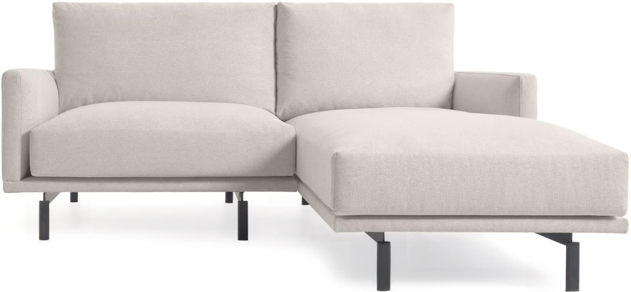 Personers Chaiselong Sofa Kave Home Galene Polstret Beige Stof Med Sorte Metalben Højrevendt på Afbetaling