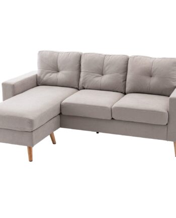 Personers Hjørnesofa Linnedlook Vendbar Chaiselong 193 136 Lysegrå på Afbetaling