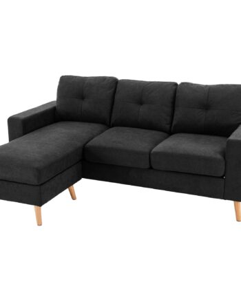 Personers Sofa Hjørnesofa Med Chaiselong Knapsyninger 193 136 Sort på Afbetaling