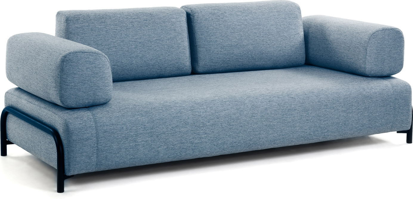 Personers Sofa Kave Home Compo Blå Stof Moderne Nordisk Design Aftageligt Betræk Pletafvisende på Afbetaling